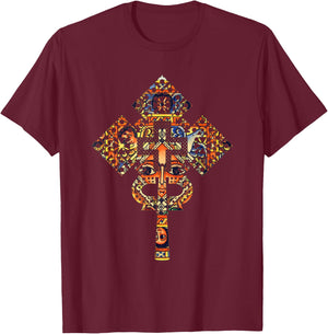 Ethiopian Christian art Christ in Glory Ethiopian Cross T-Shirt - T-Shirt | Maroon