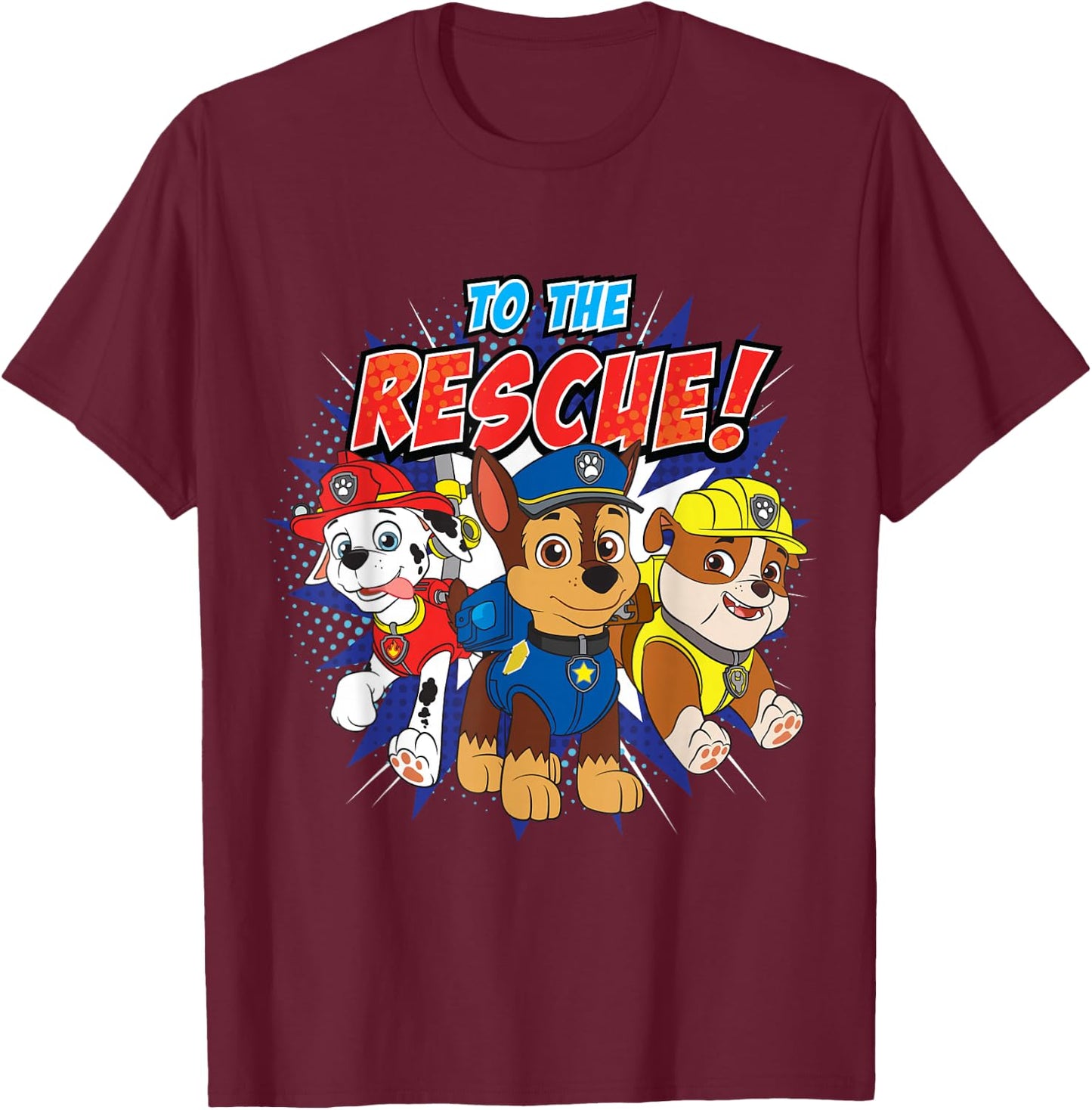PAW Patrol To The Rescue! Three Characters T-Shirt - T-Shirt | Maroon