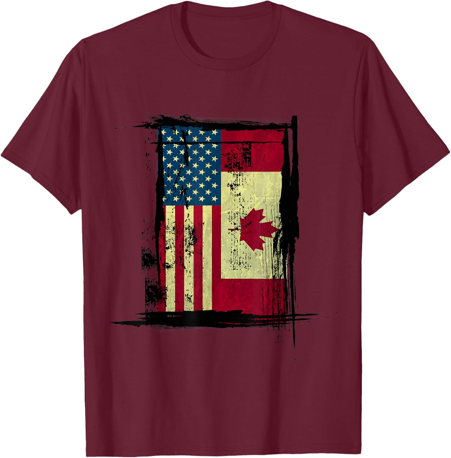 Canadian American Flag - Vintage Canada USA Women Kids Men T-Shirt - T-Shirt | Maroon