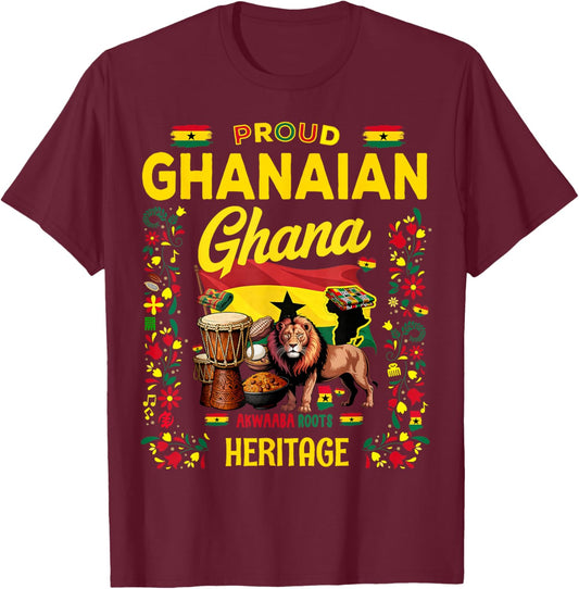 Ghanaian Roots Outfit Idea for Kids & Ghana Flag Themed T-Shirt - T-Shirt | Maroon