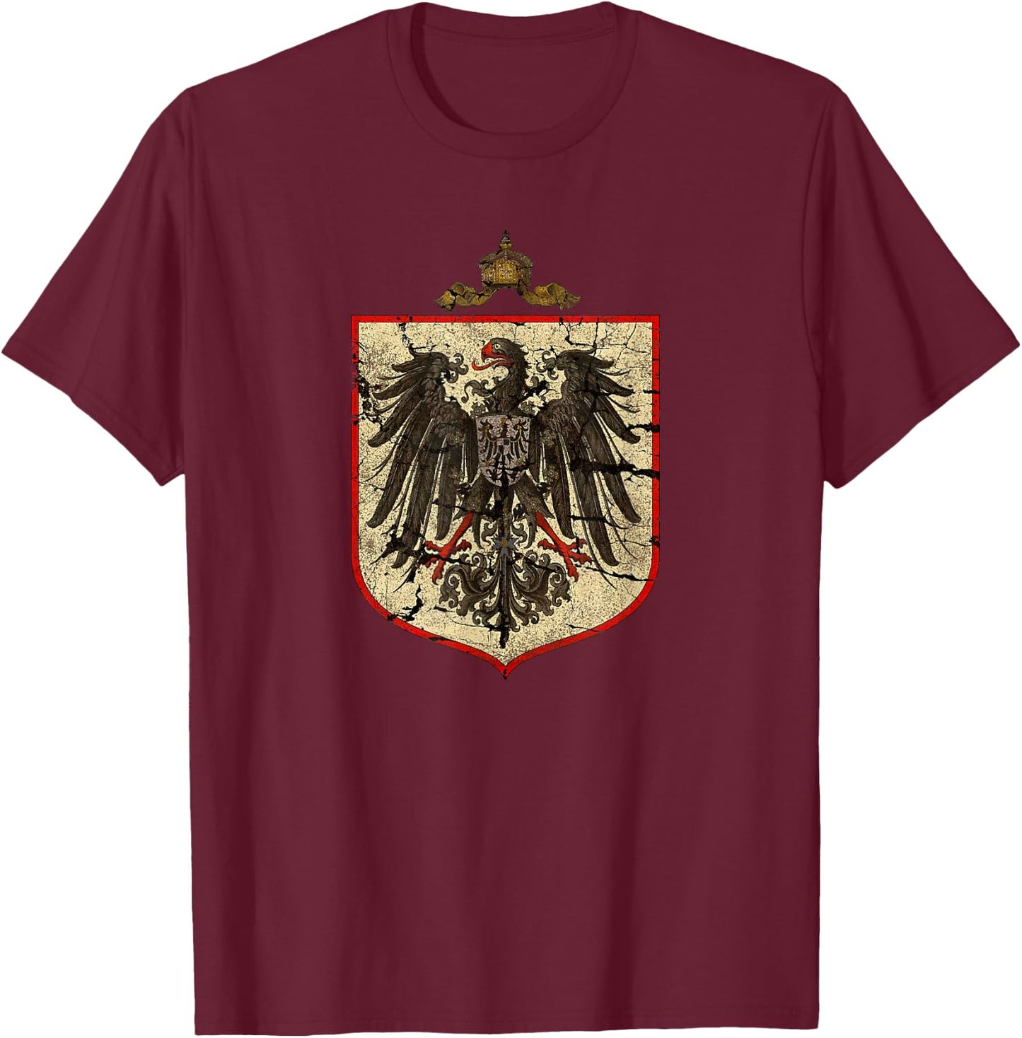 ArtisticFlags German Imperial Eagle Distressed Modern Black Short Sleeve Women's Small T-Shirt - T-Shirt | Maroon