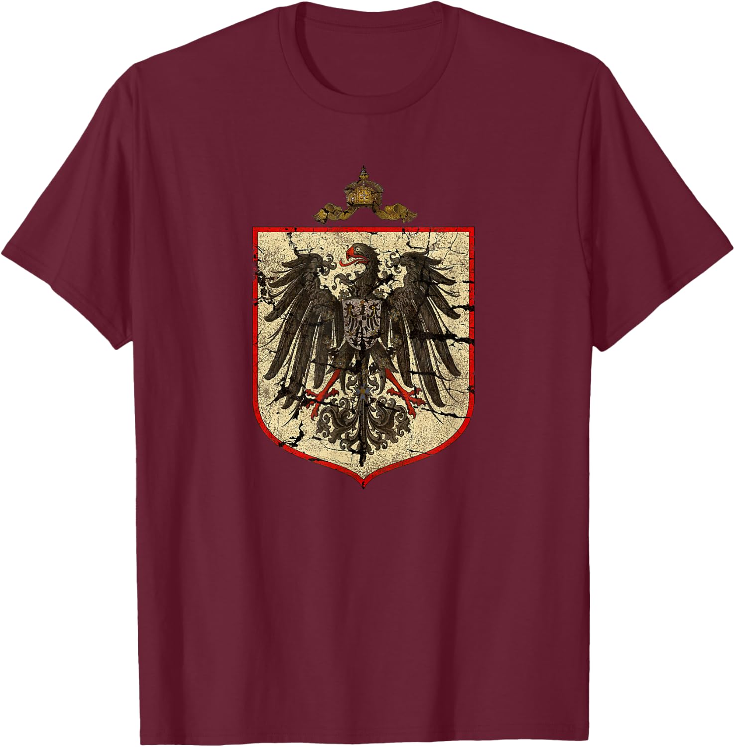 ArtisticFlags German Imperial Eagle Distressed Modern Black Short Sleeve Women's Small T-Shirt - T-Shirt | Maroon