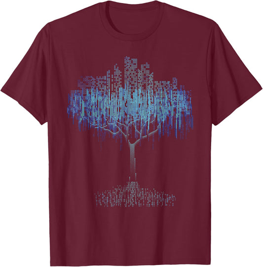 Binary Tree Coding Computer Programmer T-Shirt - T-Shirt | Maroon