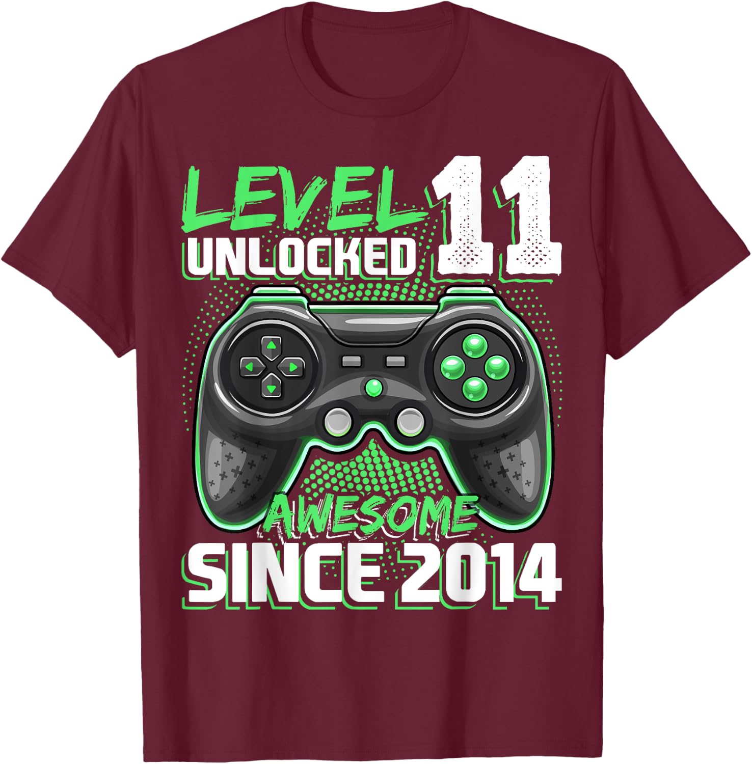 11th Birthday Boy Level 11 Gamer 11 Year Video Game Party T-Shirt - T-Shirt | Maroon