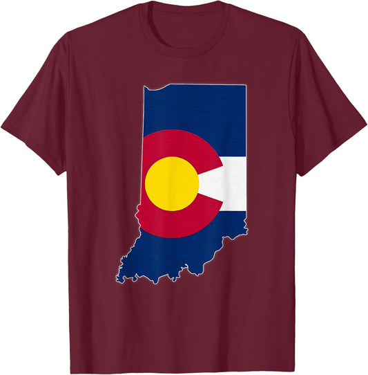INDIANA STATE MAP COLORADO CO Flag Roots Men Women Gift T-Shirt - T-Shirt | Maroon