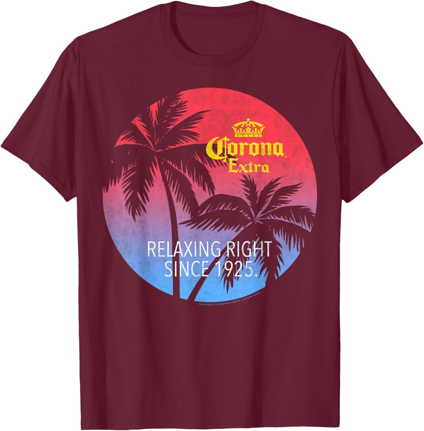 Officially Licensed Corona Extra Circular Logo T-Shirt - T-Shirt | Maroon