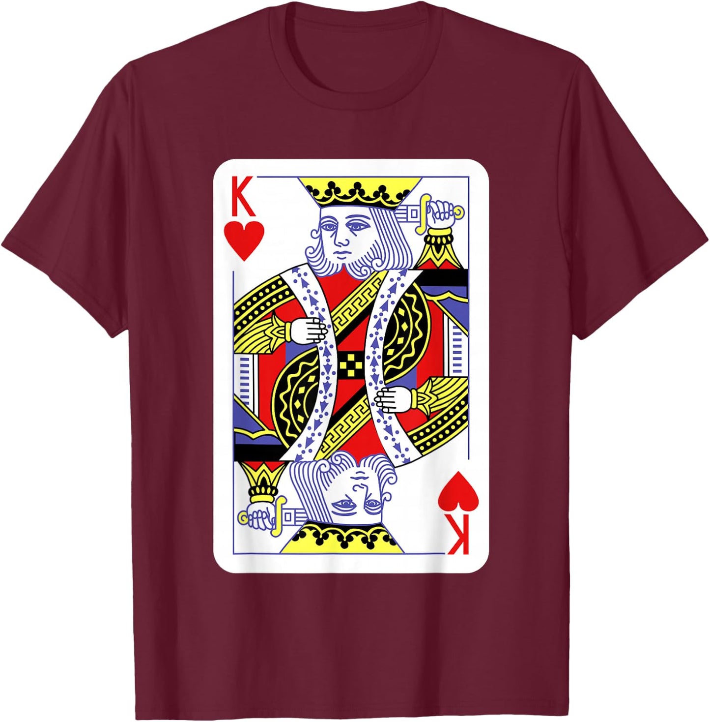 King of Hearts Playing Cards Halloween Costume Casino Easy T-Shirt - T-Shirt | Maroon