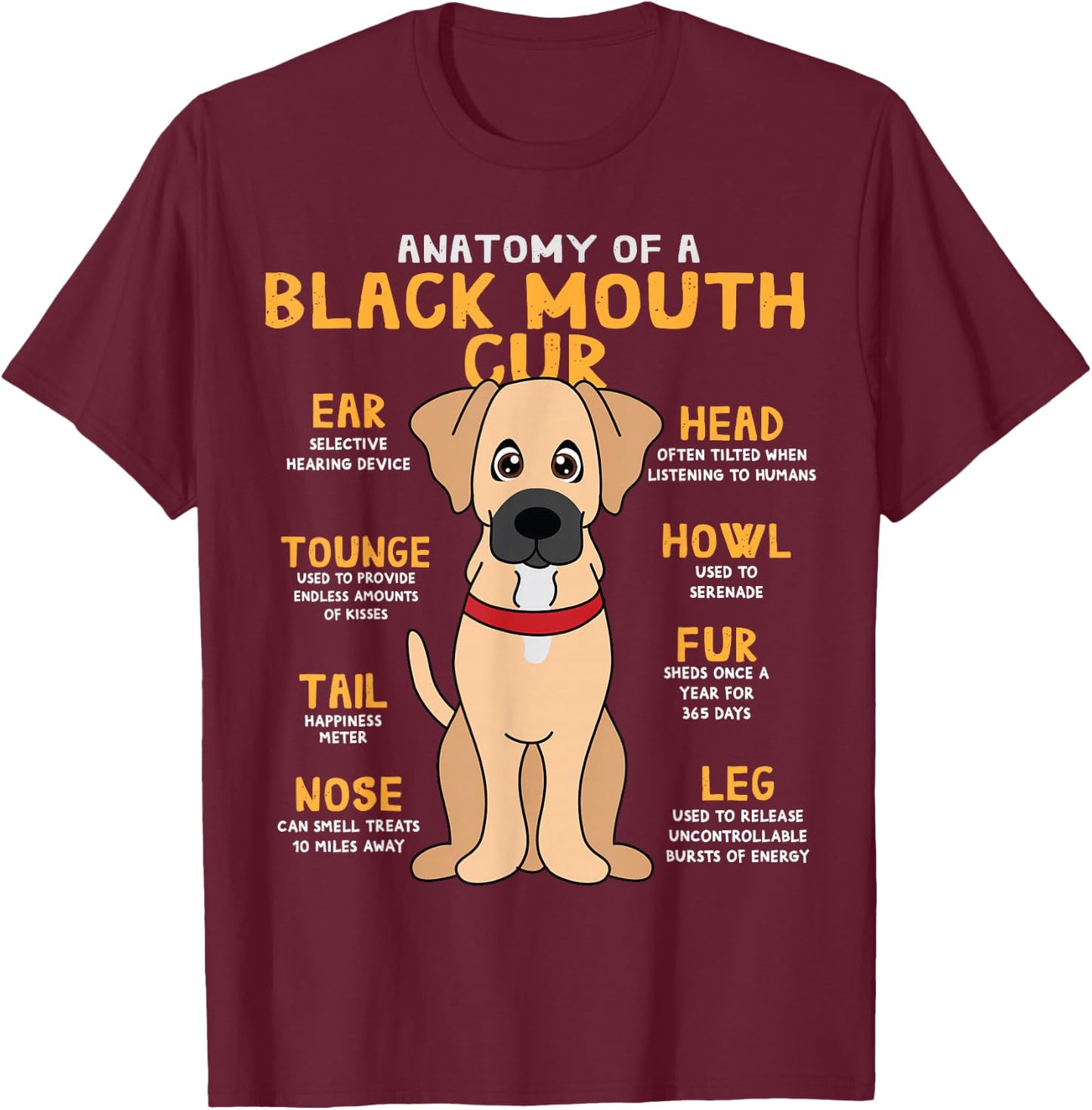Black Mouth Cur Funny Anatomy Gift Black Mouth Cur T-Shirt - T-Shirt | Maroon
