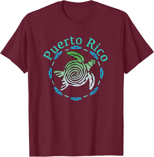 Puerto Rico Vintage Tribal Turtle Gift T-Shirt - T-Shirt | Maroon