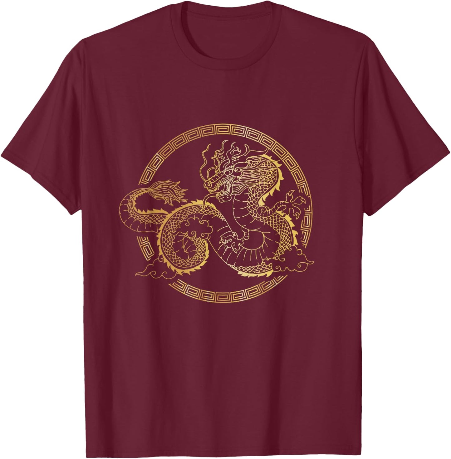 Martial Arts Shirts - Chinese Tai Chi Dragon T-Shirt - T-Shirt | Maroon