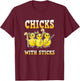 Field Hockey T Shirt Funny Chicks with Sticks Girls T-Shirt - T-Shirt | Maroon