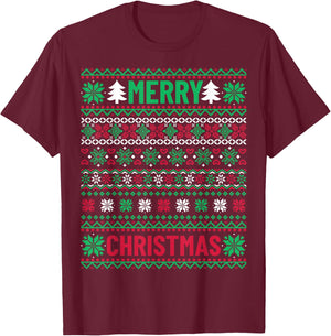 Christmas for Ugly Sweater Style Merry Christmas T-Shirt - T-Shirt | Maroon