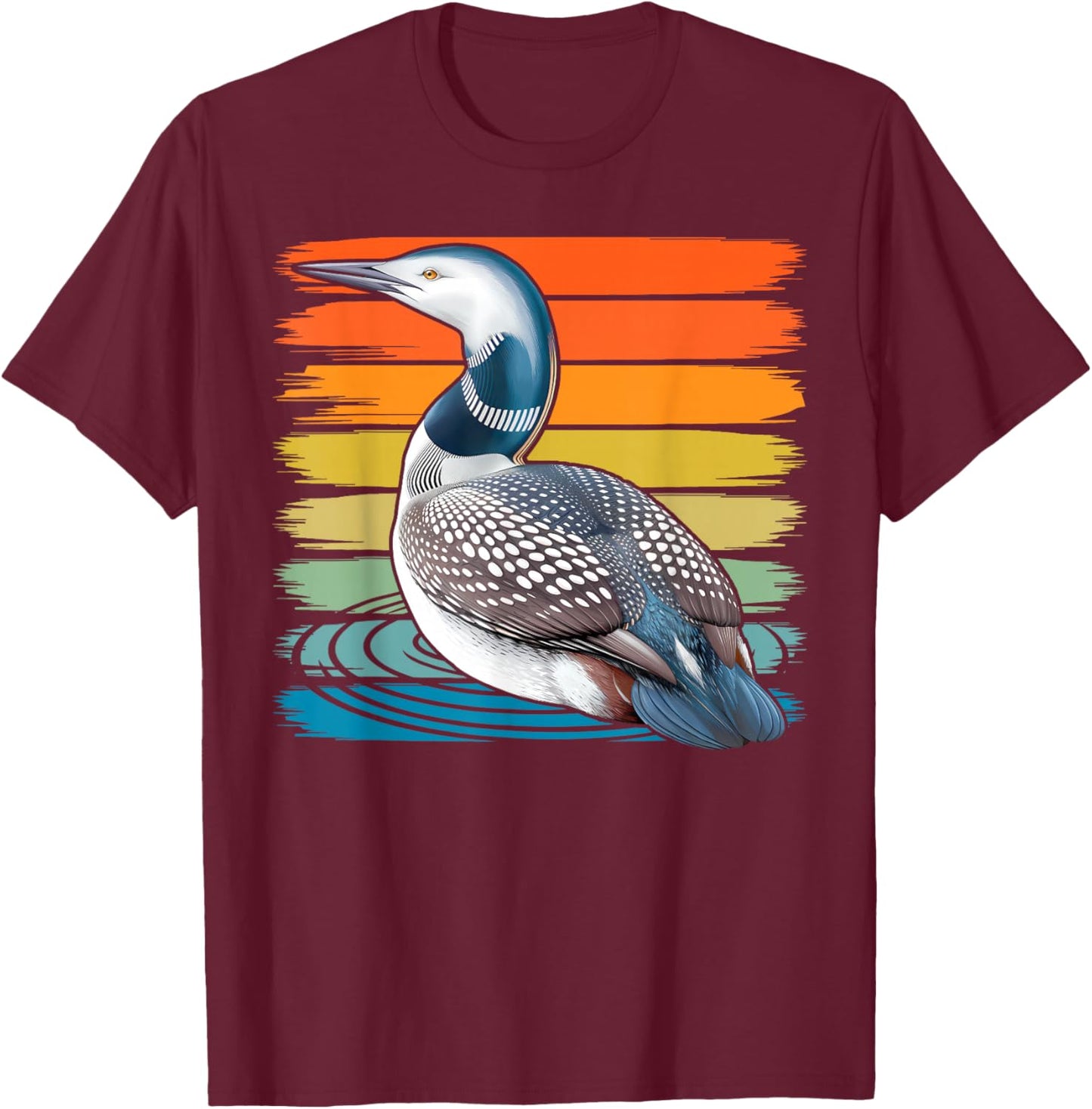 Faded Loon Earthy Design with Retro Colors T-Shirt - T-Shirt | Maroon