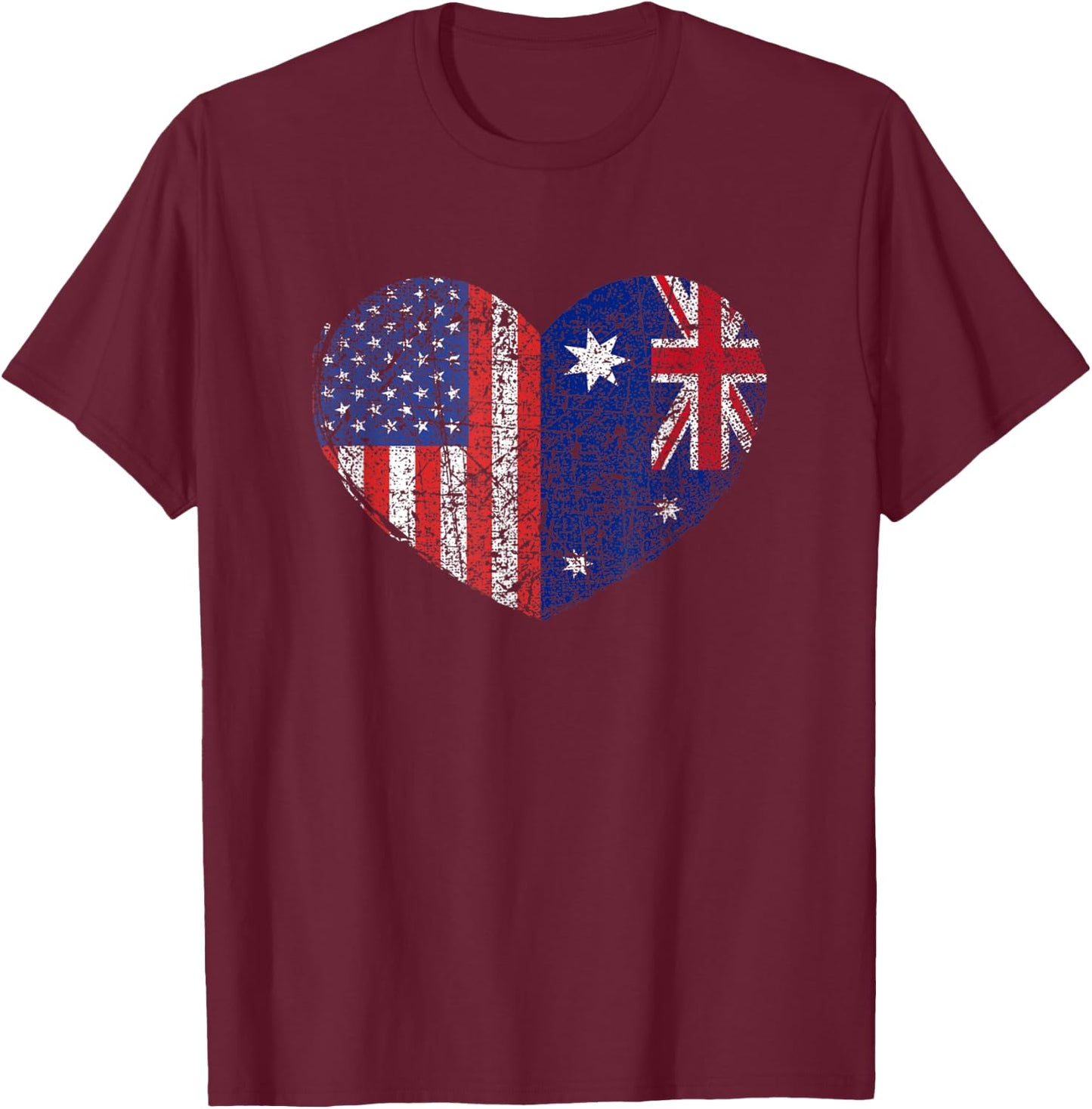 USA Australia Heart - Dual Citizenship T-Shirt - T-Shirt | Maroon