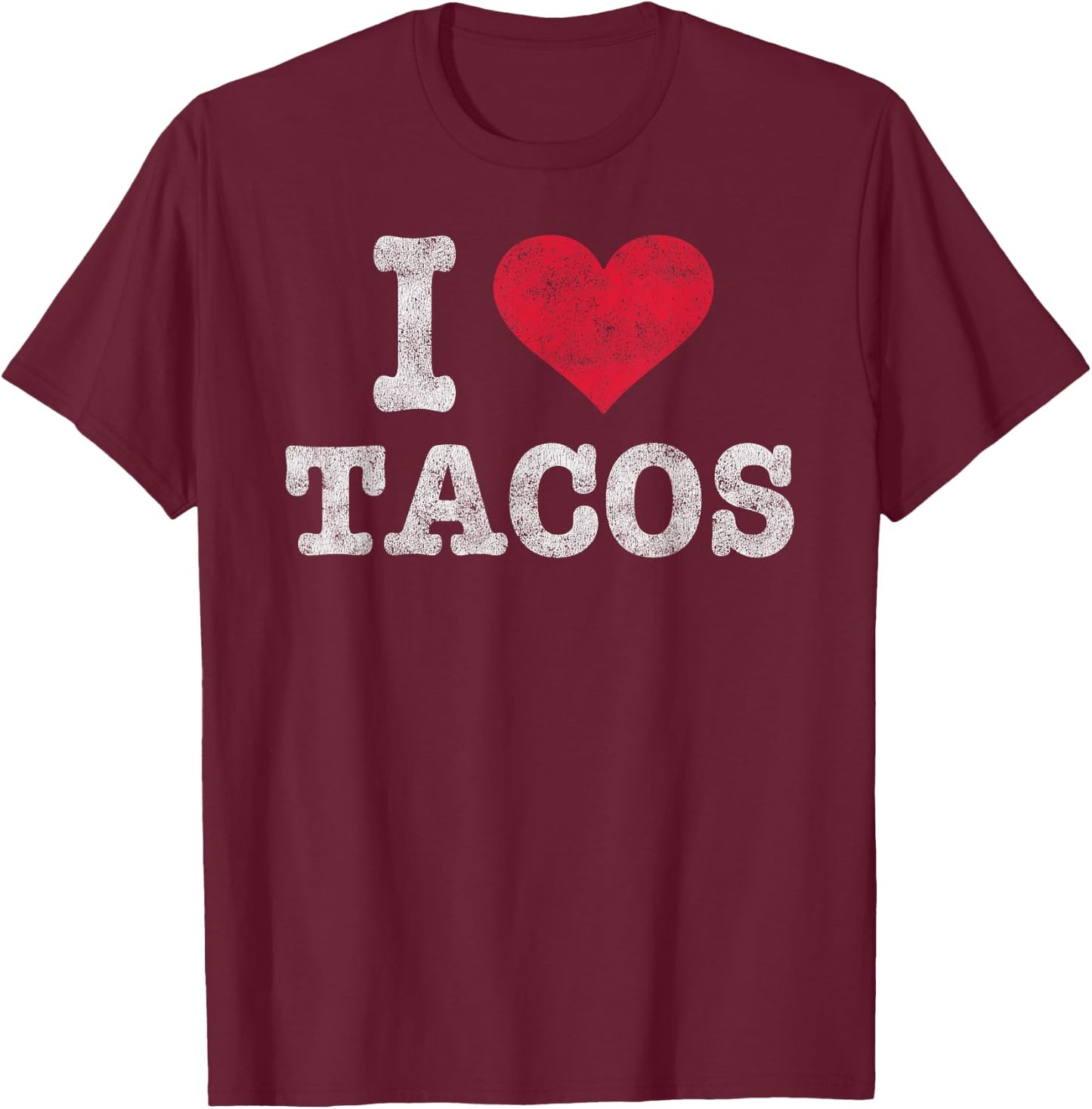Trendy Vintage I Love Tacos Gift T-Shirt - T-Shirt | Maroon