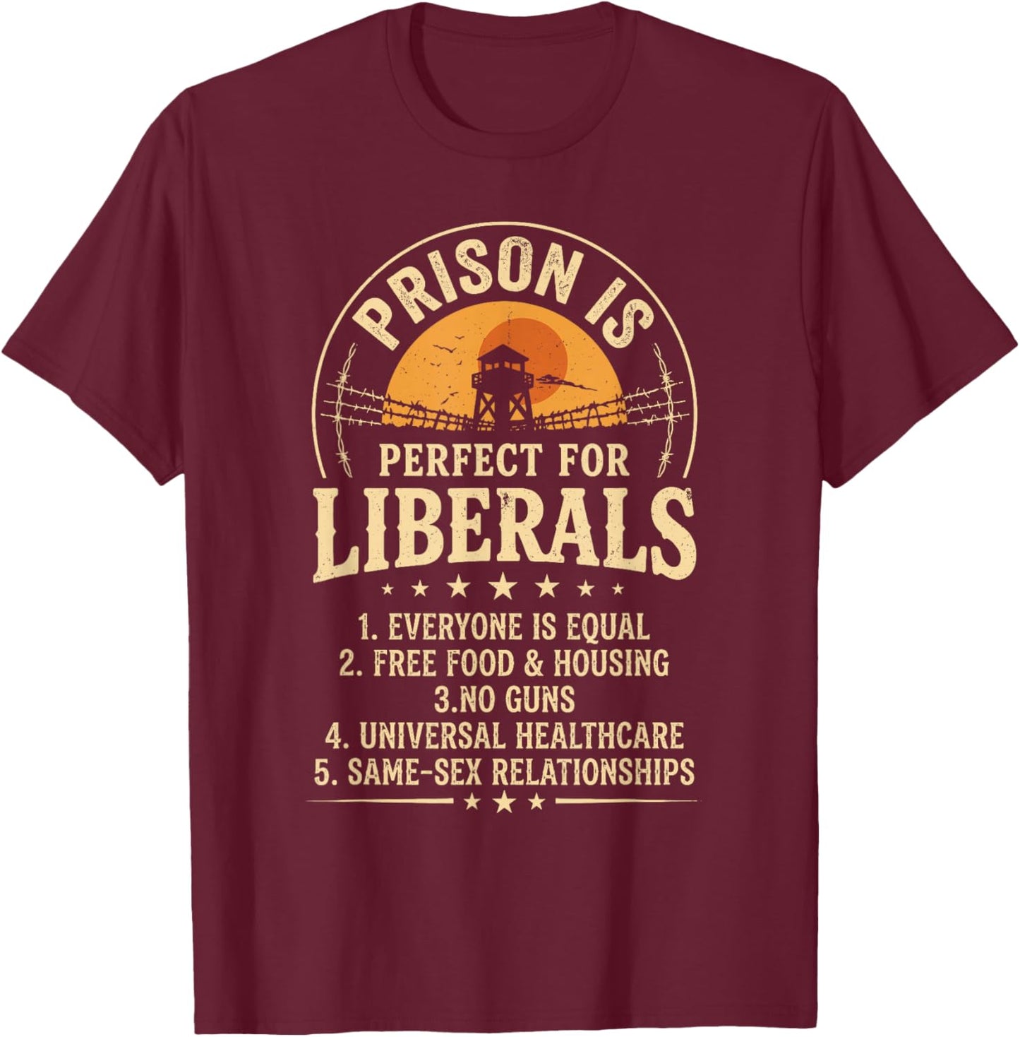 Vintage Prison is Perfect for Liberals Quote Women T-Shirt - T-Shirt | Maroon