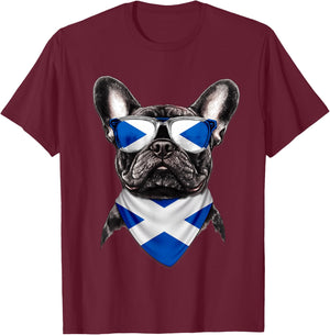 Scottish Flag American French Bulldog Heritage Scotland T-Shirt - T-Shirt | Maroon