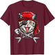 Cat Pirate Boys Men Jolly Roger Flag Skull And Crossbones T-Shirt - T-Shirt | Maroon