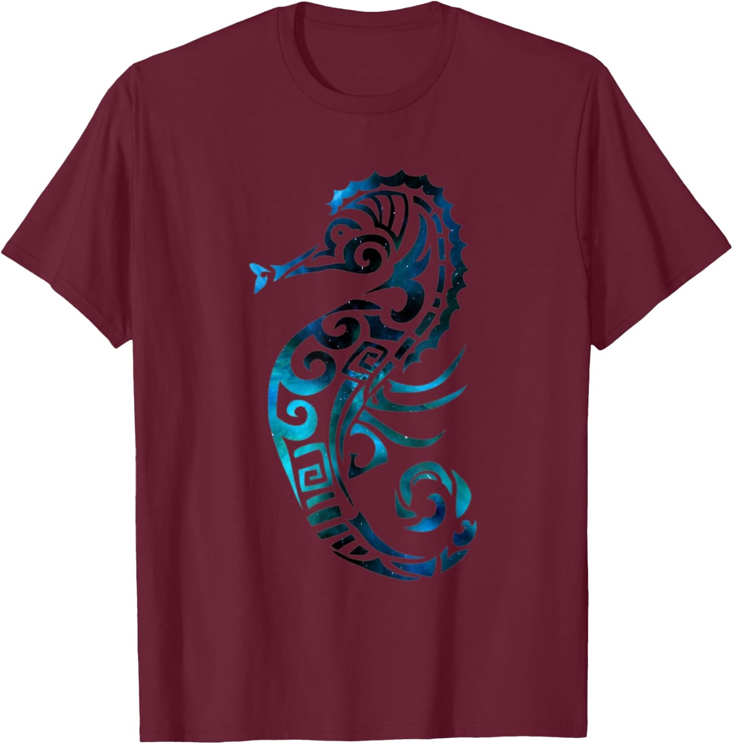 Turquoise seahorse ocean design T-Shirt - T-Shirt | Maroon
