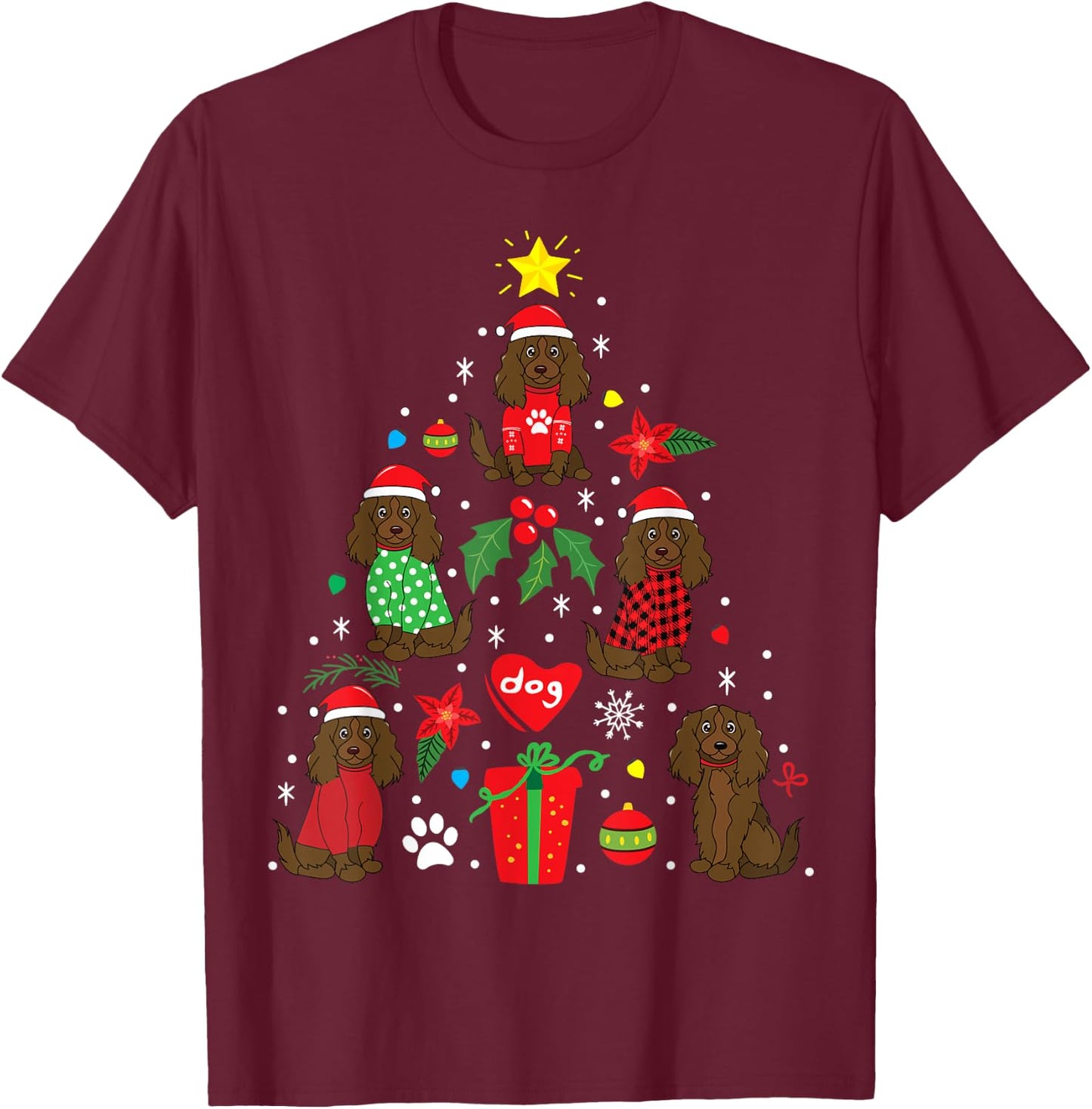 Boykin Spaniel Christmas Funny Dog Gift T-Shirt - T-Shirt | Maroon