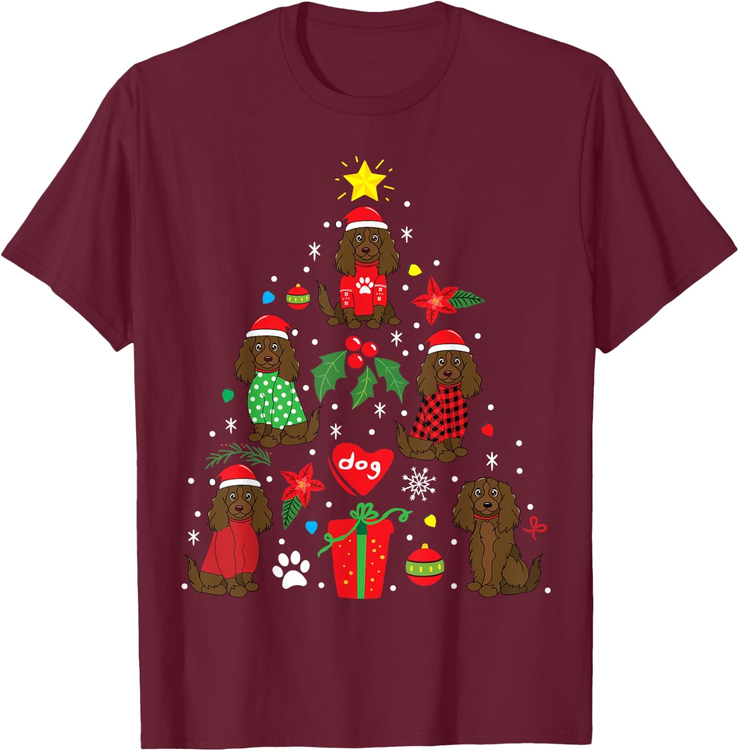 Boykin Spaniel Christmas Funny Dog Gift T-Shirt - T-Shirt | Maroon