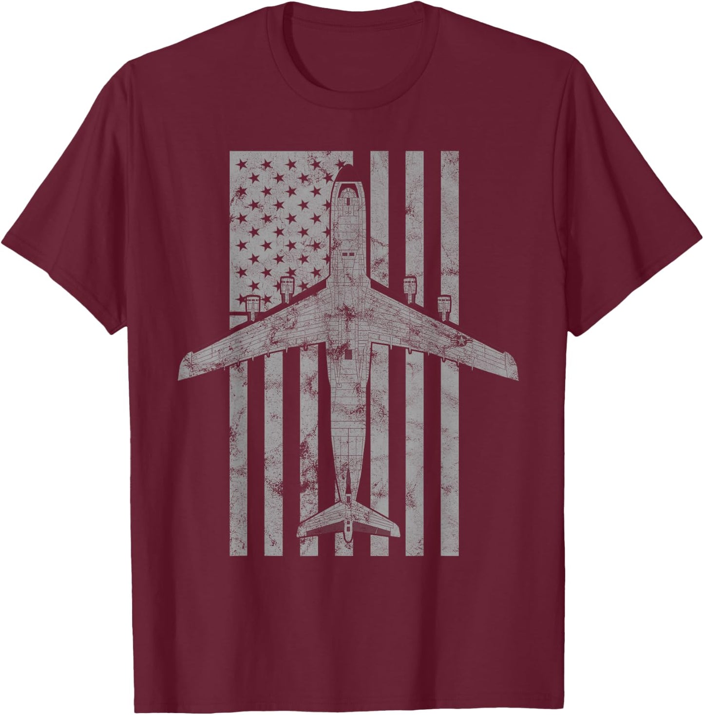 C-5 Galaxy Military Transport Airplane Vintage Flag T-Shirt - T-Shirt | Maroon