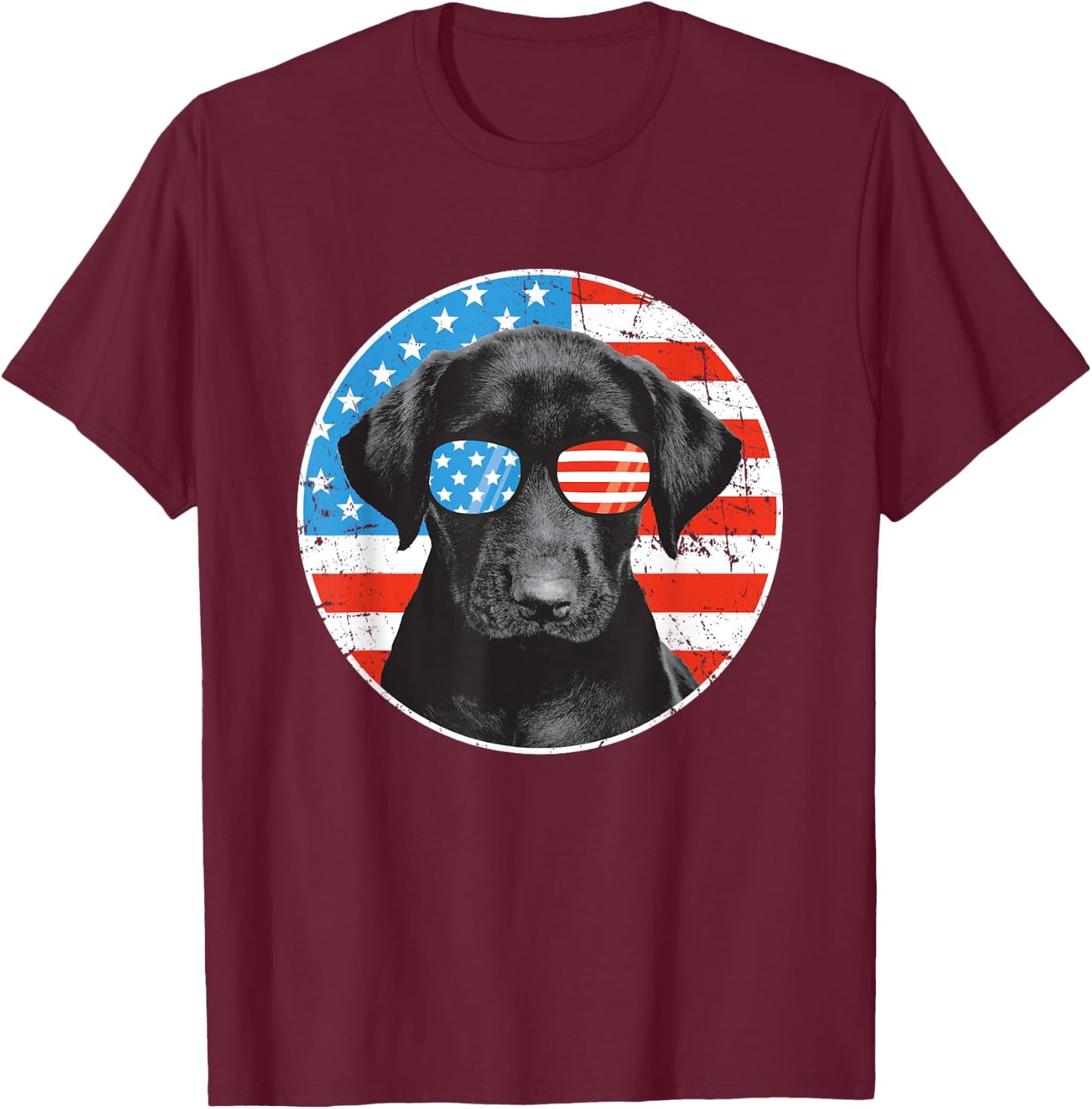 Fourth Of July Dog American Flag July 4th Labrador Retriever T-Shirt - T-Shirt | Maroon
