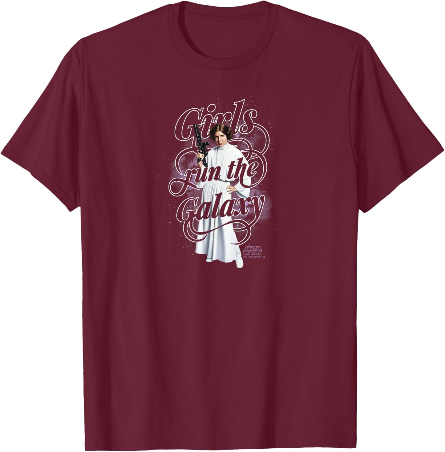 Star Wars - Leia Girls Run The World T-Shirt - T-Shirt | Maroon