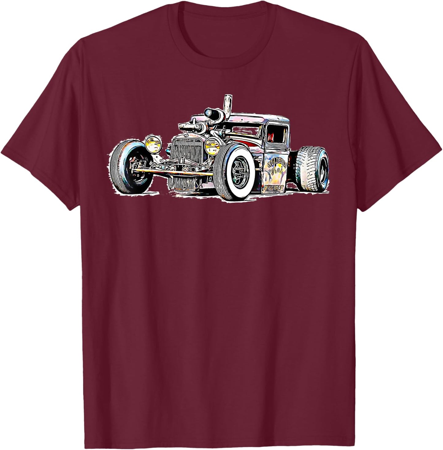 Rust Bucket Outline Rat Rod Hot Rod Diesel T-Shirt - T-Shirt | Maroon