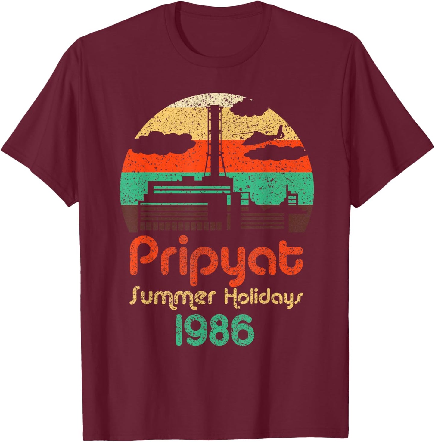 3.6 X-ray large not terrible Chernobyl retro tripyat T-Shirt - T-Shirt | Maroon