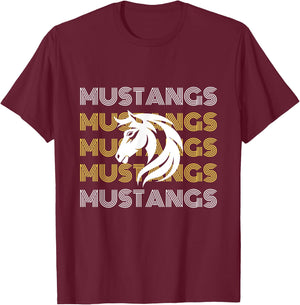 Mustangs Pride School Sports Team T-Shirt - T-Shirt | Maroon