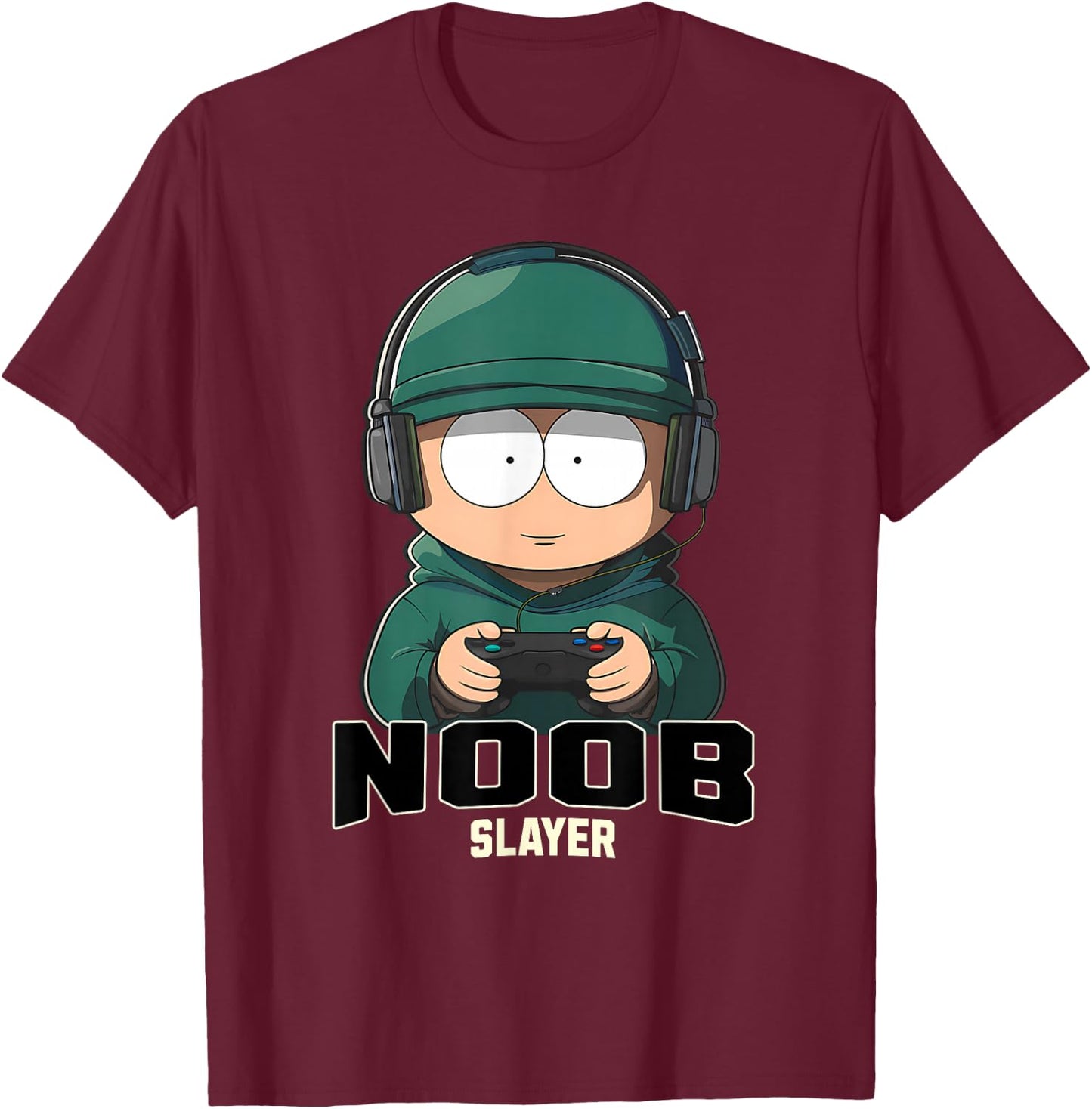 Noob Slayer - Funny Gaming Art for Video Game Enthusiasts T-Shirt - T-Shirt | Maroon