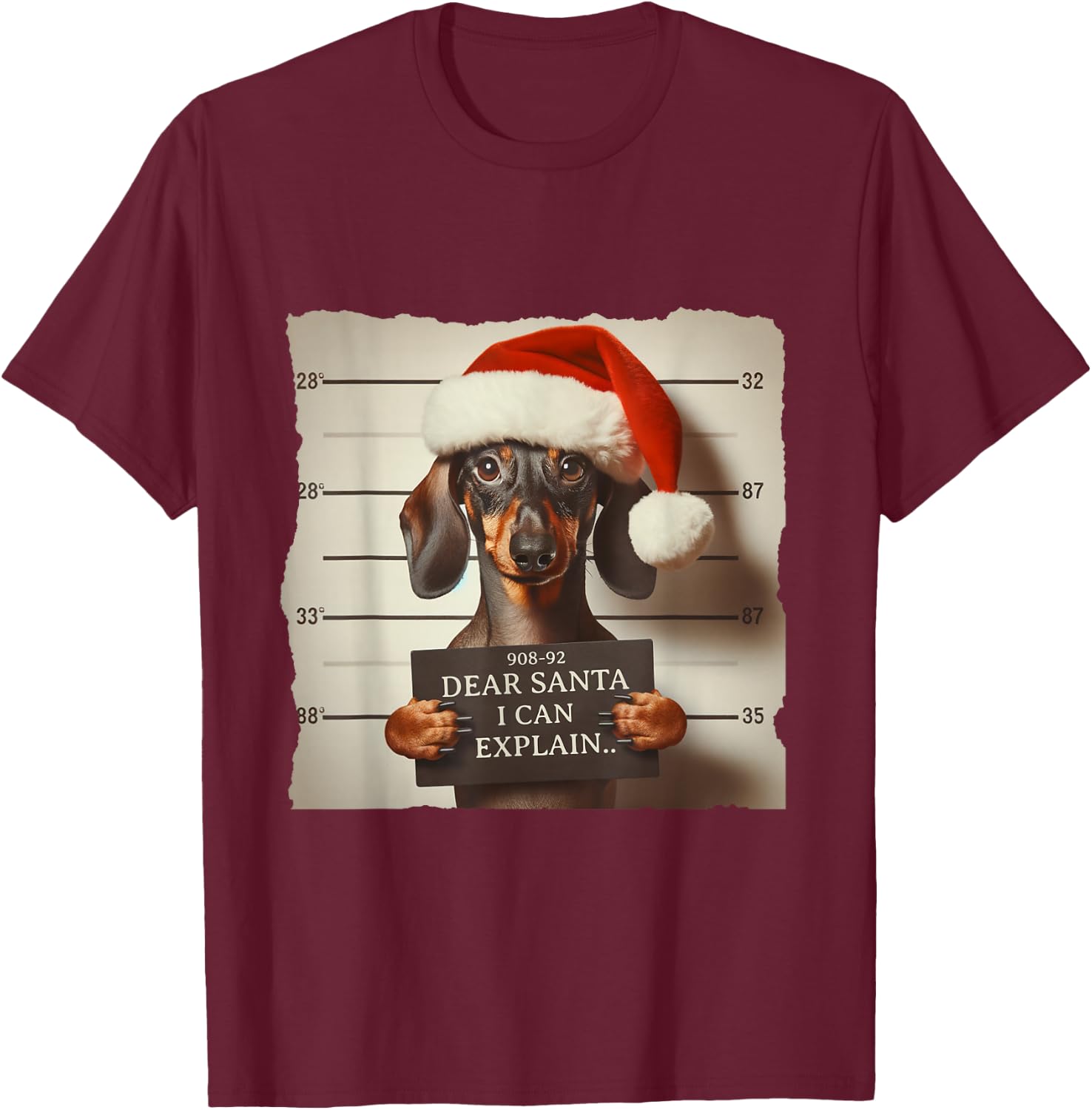 Funny Dachshund Christmas Dear Santa I Can Explain Weiner T-Shirt - T-Shirt | Maroon