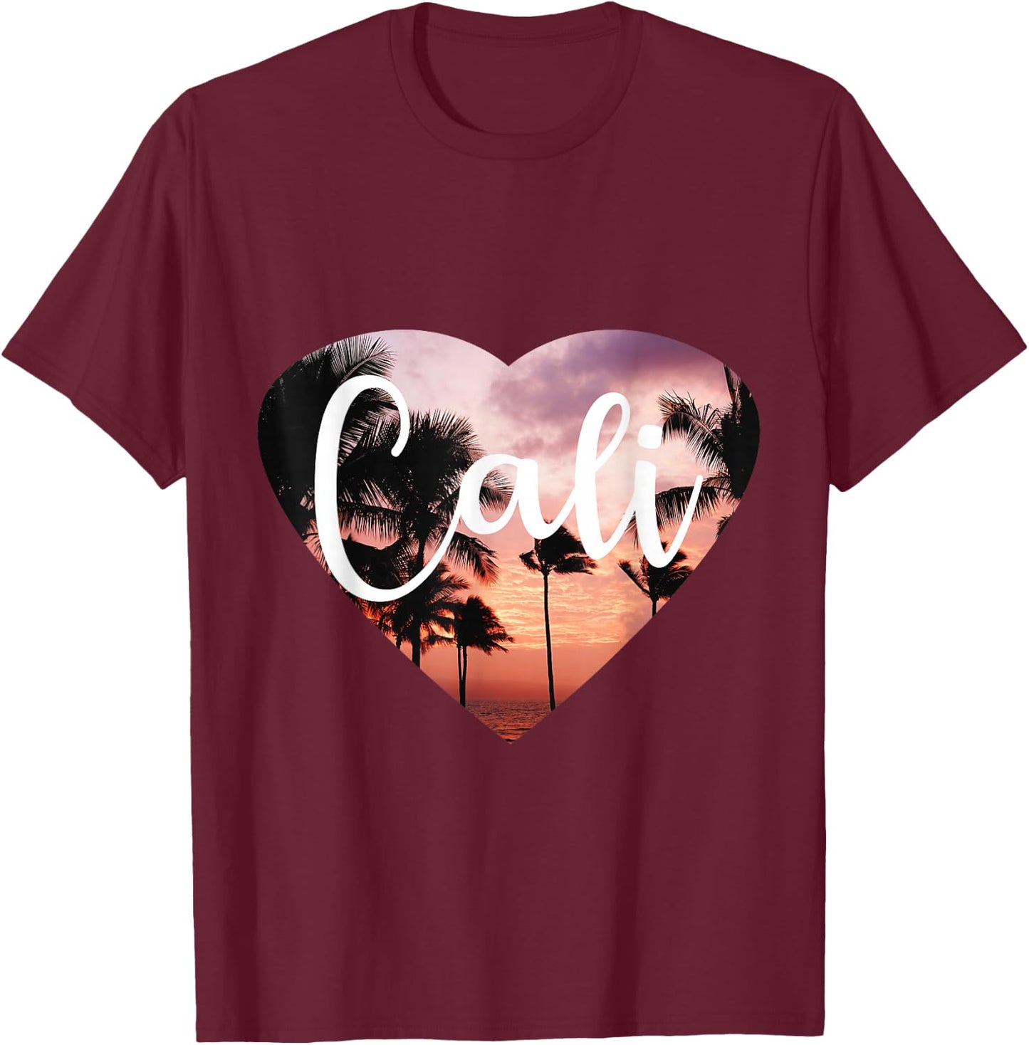 Premium California Cali Heart T-Shirt - T-Shirt | Maroon