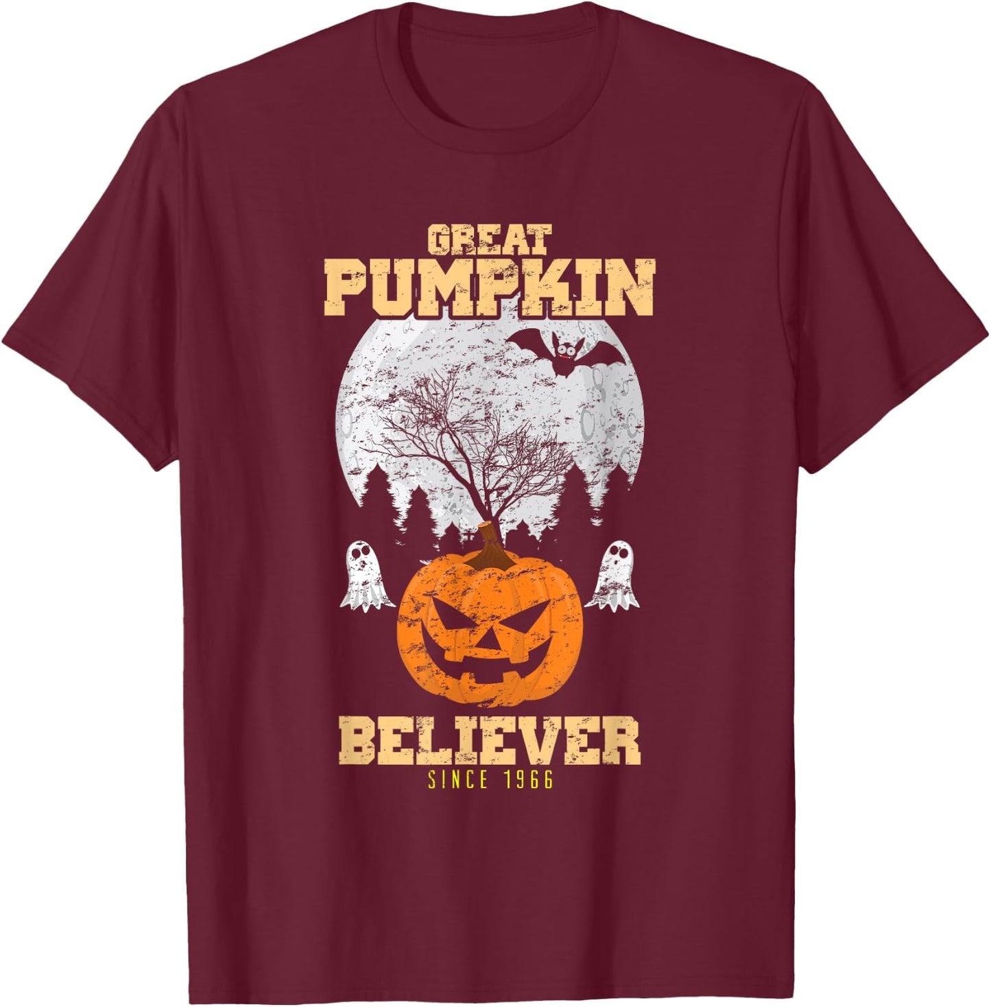 Halloween Great Pumpkin Believer Since 1966 T-Shirt - T-Shirt | Maroon
