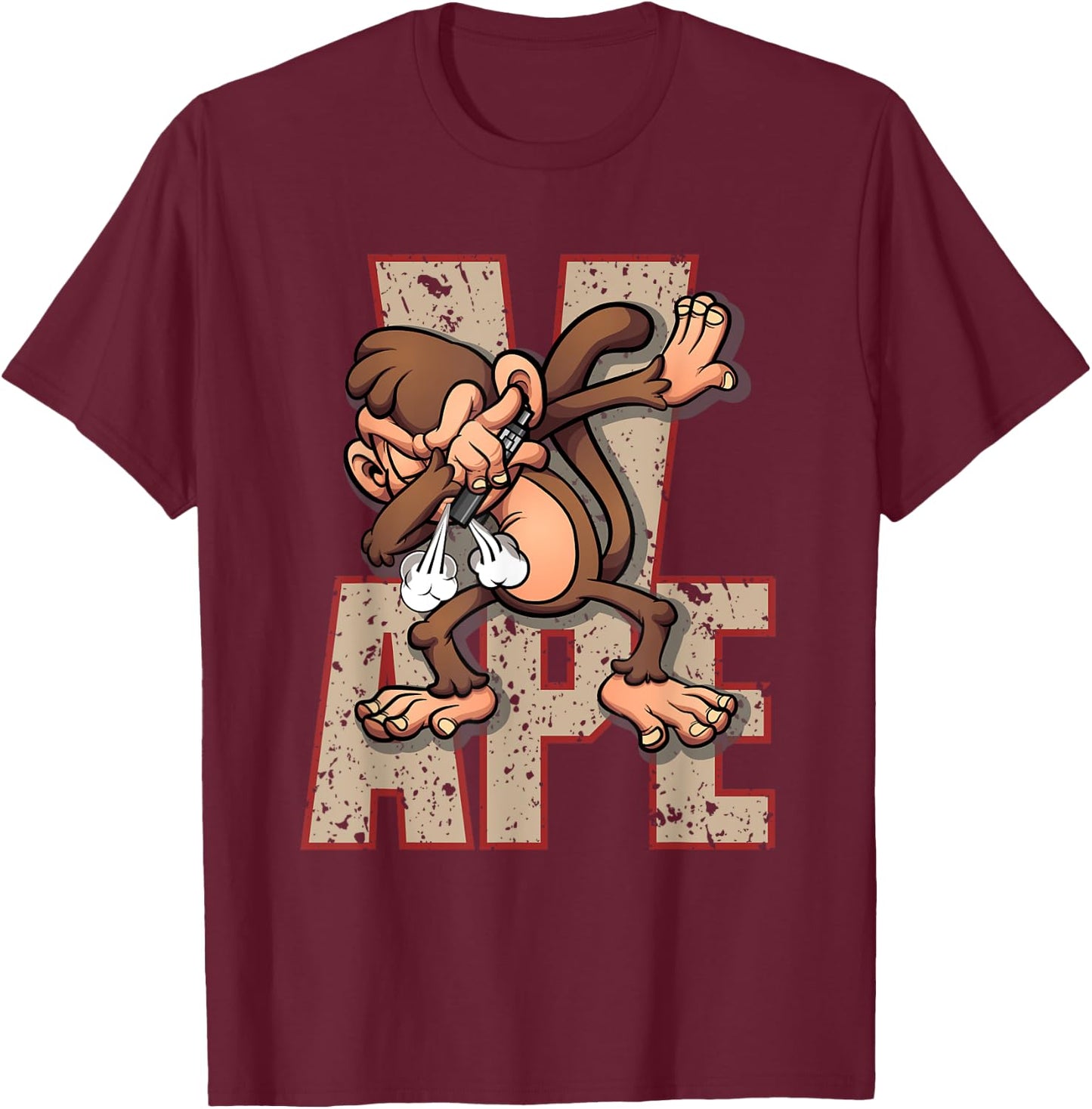 Vaping Dabbing Exhale Ape Smoking Monkey Ecig Vapor T-Shirt - T-Shirt | Maroon