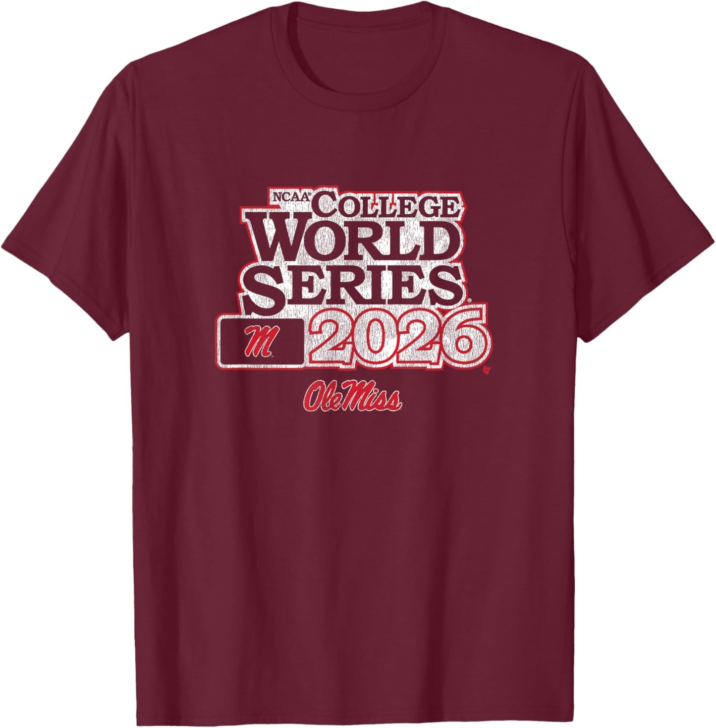2026 College World Series - Ole Miss Rebels Baseball T-Shirt - T-Shirt | Maroon
