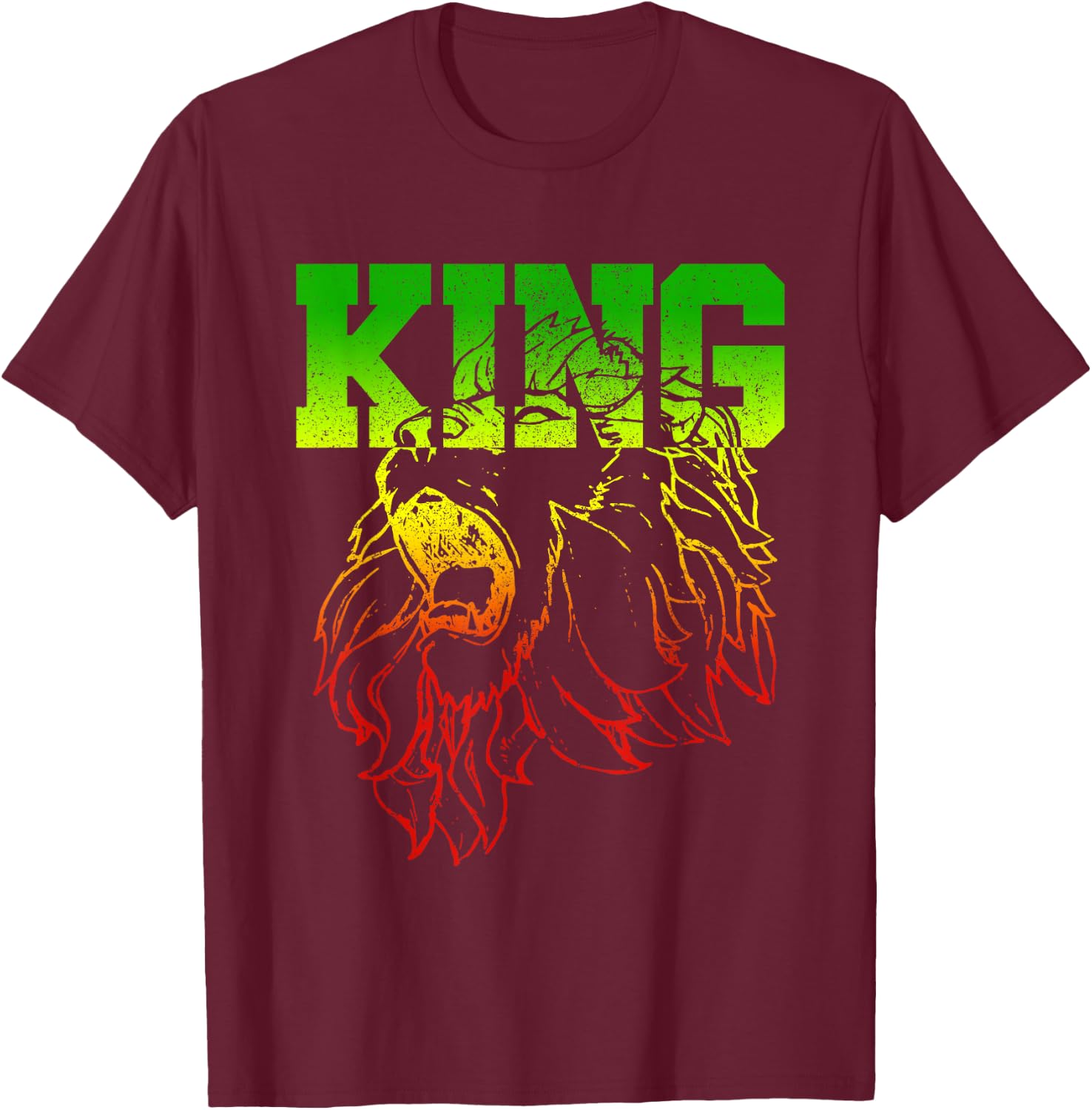 Lion Of Judah - King Reggae Music Rasta Shirt Gift T-Shirt - T-Shirt | Maroon