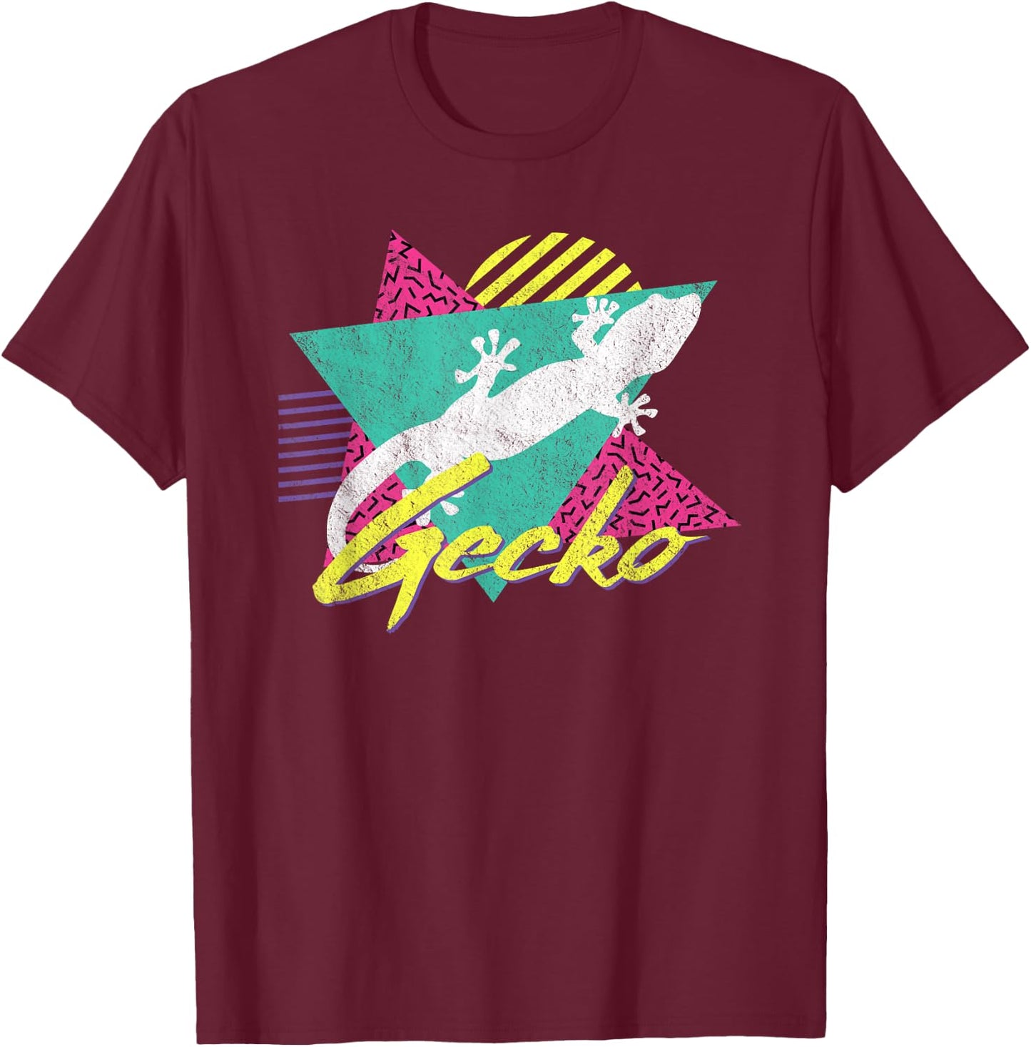 Vintage Retro 80s Or 90s Gecko Lizard T-Shirt - T-Shirt | Maroon