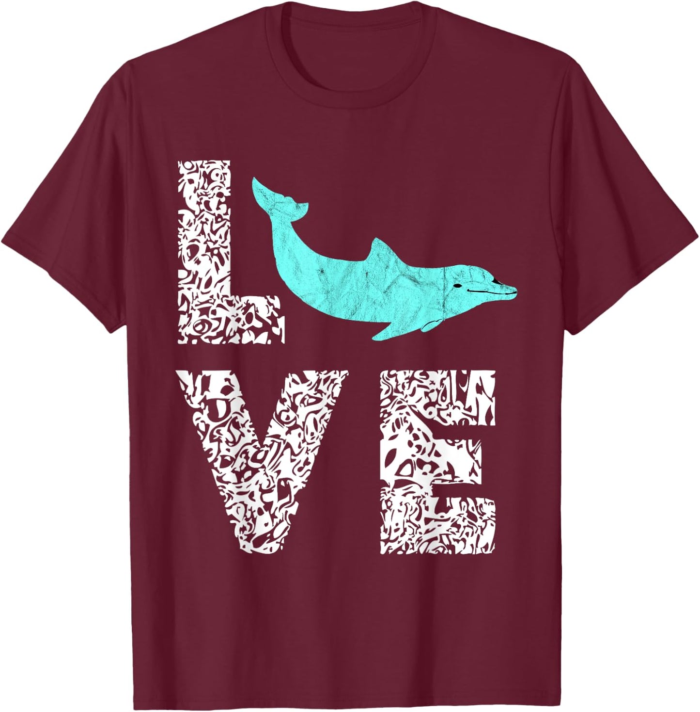 Dolphin Love Ocean Sea Life Mammals Sweet Gifts T-Shirt - T-Shirt | Maroon