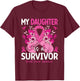 My Daughter Is A Survivor Breast Cancer Awareness Pink T-Shirt - T-Shirt | Maroon