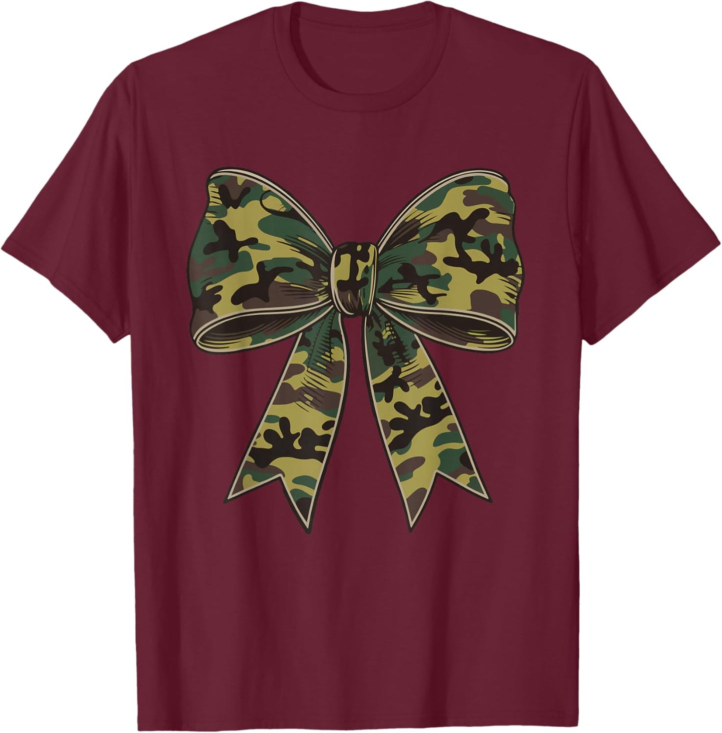 Camouflage Old Camo Bow Camo Coquette Bow Girls T-Shirt - T-Shirt | Maroon