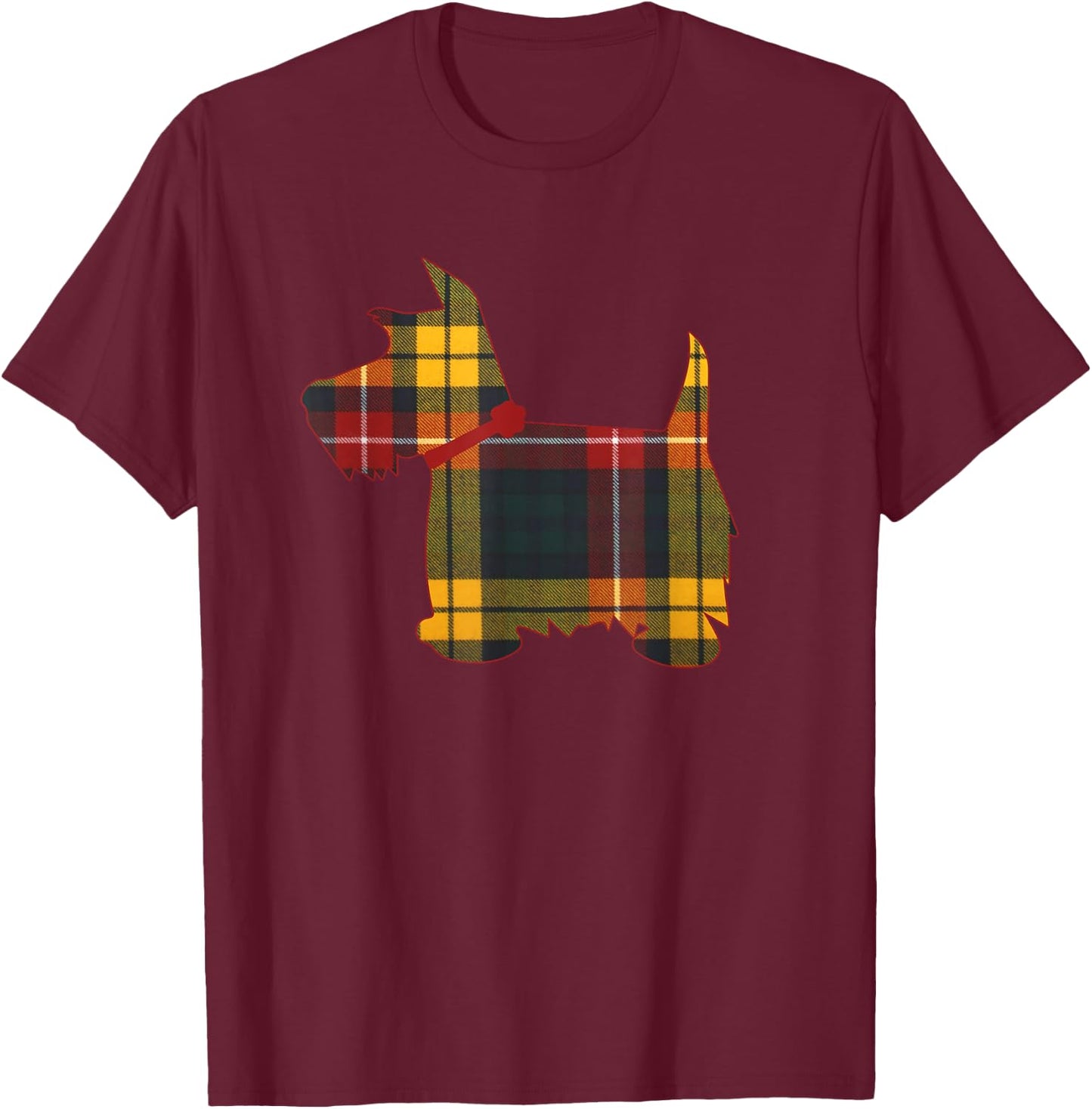 Scottie Dog Scottish Terrier T Shirt Buchanan Tartan Plaid T-Shirt - T-Shirt | Maroon