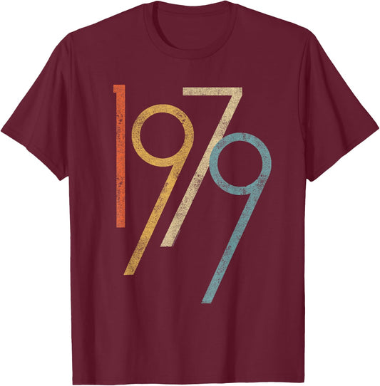 Vintage 1979 Birth Year Gen X 80s Millennial Birthday Number T-Shirt - T-Shirt | Maroon
