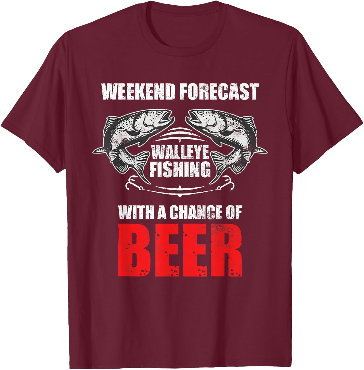 Walleye Fishing Shirts Funny Fishing T-Shirt - T-Shirt | Maroon