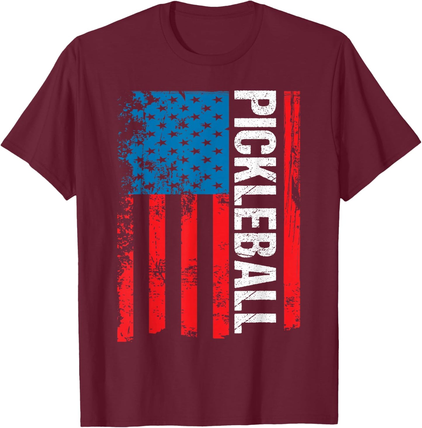 Funny Pickleball Player Gift USA Flag Pickleball Paddle Dink T-Shirt - T-Shirt | Maroon