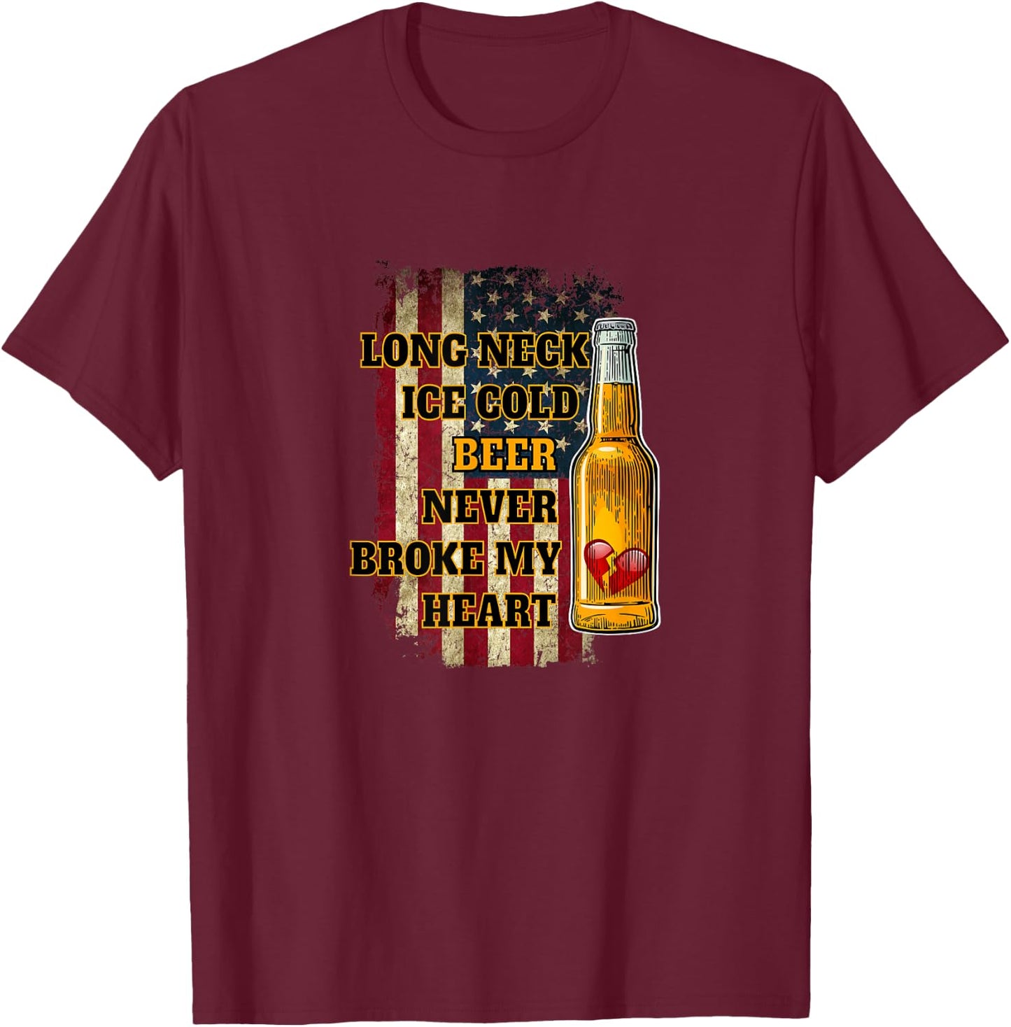 Long Neck Ice Cold Beer T-Shirt - T-Shirt | Maroon