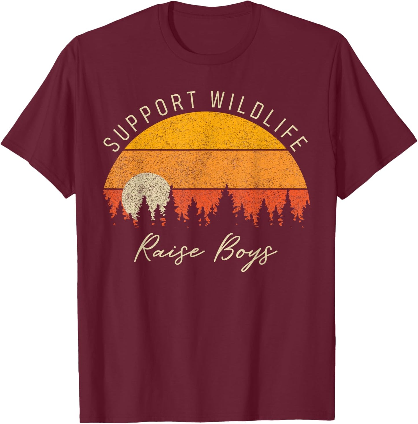 Funny Busy Mom Raising Boys Wildlife Novelty Gift T-Shirt - T-Shirt | Maroon