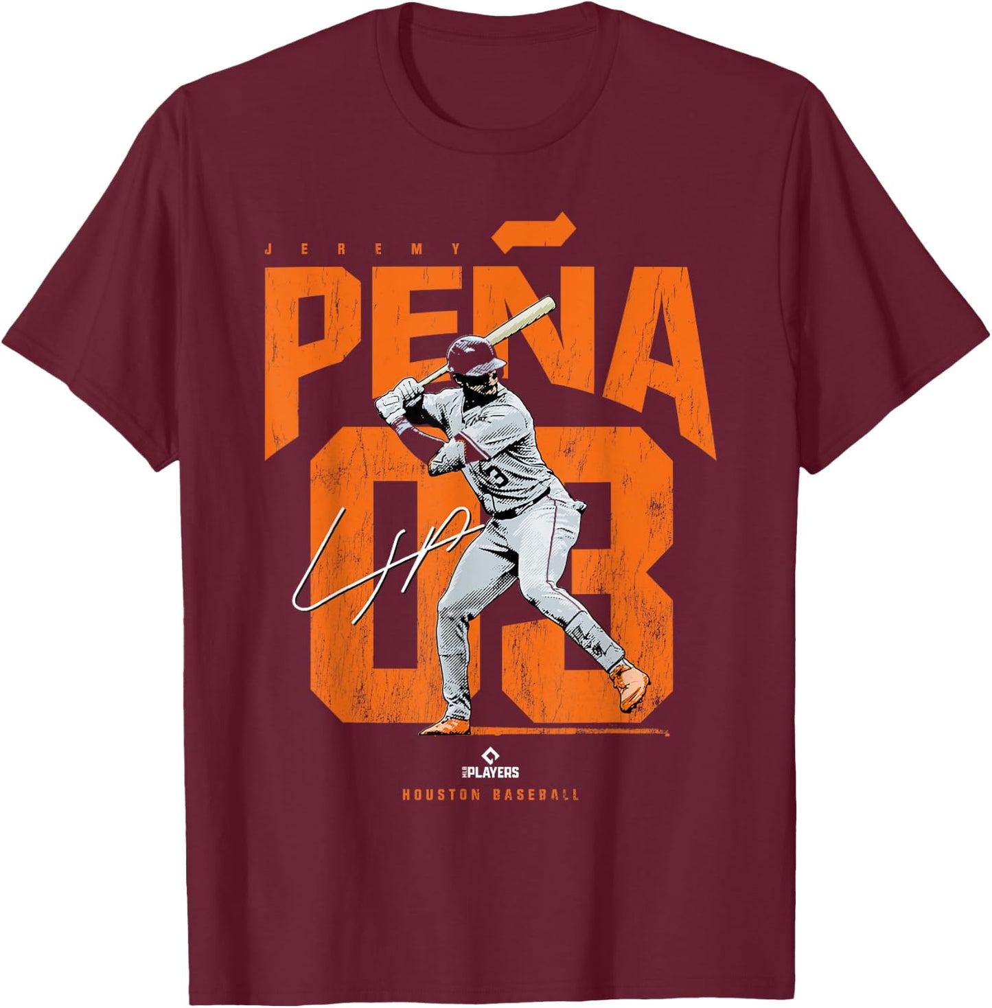 Jeremy Peña | Houston Baseball Players | MLBJPE3921 T-Shirt - T-Shirt | Maroon