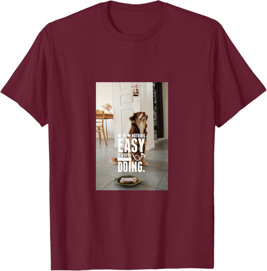 Cute Australian Shepherd Graphic with Inspirational Quote T-Shirt - T-Shirt | Maroon
